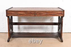 Limbert Style Antique Mission Tiger Oak Arts & Crafts Trestle Library Table