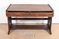 Limbert Style Antique Mission Tiger Oak Arts & Crafts Trestle Library Table