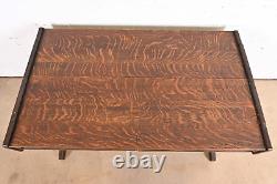 Limbert Style Antique Mission Tiger Oak Arts & Crafts Trestle Library Table