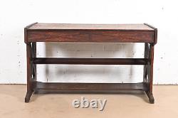 Limbert Style Antique Mission Tiger Oak Arts & Crafts Trestle Library Table