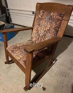 Local pickup only Antique Mission Arts Crafts Tiger Oak Rocking Chair