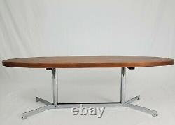 Mid-Century Coffee Table Surfboard Teak Oak Chrome Spider Legs Knoll Style