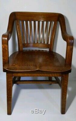 Milwaukee Chair Co. Antique Arts & Crafts/Mission Tiger Oak Banker Desk Chair