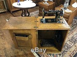 Minnesota Model K Treadle Sewing Machine Tiger Oak Cabinet Ca 1910 Serial #7927k