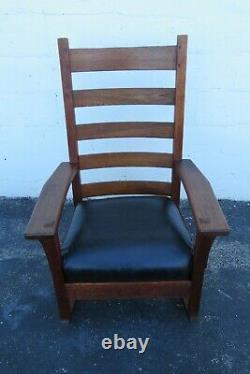 Mission Art and Craft Early 1900s solid Tiger Oak Rocking Chair 2561