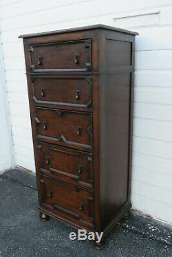 Mission Arts and Crafts Late 1800s Tiger Oak Tall Narrow Storage Chest 1107