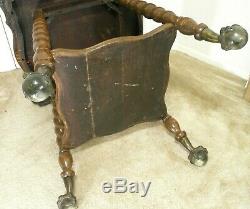 Mission Oak Table Ball Claw Tiger Parlor Table Antique -patina Victorian Marked