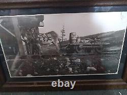 OLD Wide Dark Tiger Oak 22.5 X 14 FRAME with minning photo like picture woodback
