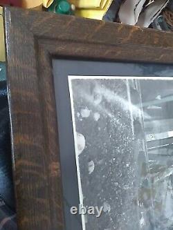 OLD Wide Dark Tiger Oak 22.5 X 14 FRAME with minning photo like picture woodback