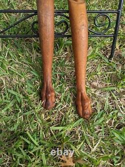 Oak Antique carved lions foot Legs Salvaged Wood 14×3 pair