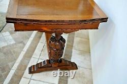 Oak Refectory Table Italian Pedestal Legs drop down hidden draw leafs antique