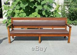 Padded Arts and Crafts Tiger Oak Mission Long Bench/Pew