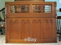 Pair 1800s Gothic Tiger Oak Architectural Salvage Panels Victorian Carved Doors