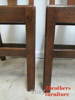 Pair Antique Tiger Oak Dining Room Side Chairs Primitive Chippendale Primitive A