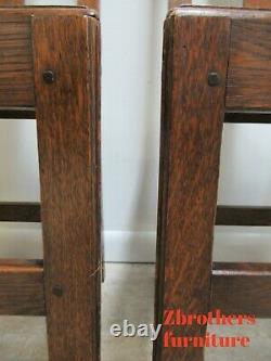 Pair Antique Tiger Oak Dining Room Side Chairs Primitive Chippendale Primitive A