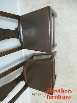 Pair Antique Tiger Oak Dining Room Side Chairs Primitive Chippendale Primitive B