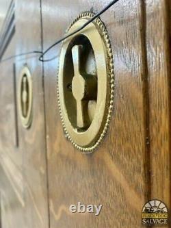Pair Pocket Doors, Tiger Oak, 3 Panel, Locking Pulls, 73 x 101.5