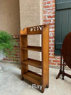 Petite Antique English Tiger Oak Bookcase Bookshelf Display Shelf Arts & Crafts