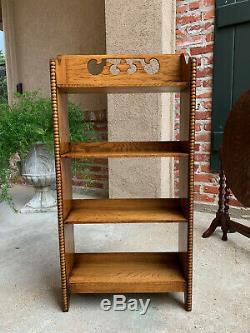 Petite Antique English Tiger Oak Bookcase Bookshelf Display Shelf Arts & Crafts