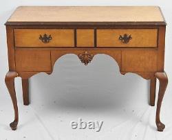 Queen Anne Style Tiger Maple and Oak Lowboy Chest of Drawers Williamsburg Style
