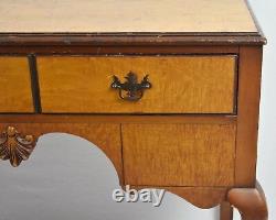 Queen Anne Style Tiger Maple and Oak Lowboy Chest of Drawers Williamsburg Style
