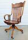 Rare Antique American Tiger Golden Oak Lrg Banker Office North Wind Arm Chair