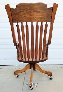 RARE Antique American Tiger Golden Oak lrg Banker Office North Wind arm chair