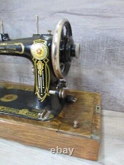 RARE Antique Western Electric Portable Sewing Machine With Tiger Oak Wood Case