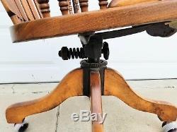RARE! Antique c1900 American Tiger Oak large adjustable Banker's chair armchair