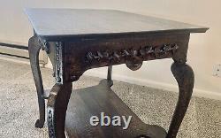 RARE Art Nouveau Victorian Antique Parlor Side Lamp Table Quarter Sawn Tiger Oak