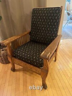 RARE Stickley Morris Clawfeet Clawfoot Tiger Oak Reclining Antique Chair 1900s