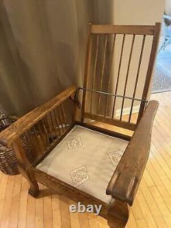 RARE Stickley Morris Clawfeet Clawfoot Tiger Oak Reclining Antique Chair 1900s