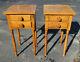 Rare Vintage Pair Of Diminutive Tiger Maple Night Stands Two Drawers Lamp Tables