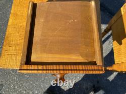 RARE vintage pair of diminutive tiger maple night stands two drawers lamp tables