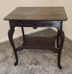 RESTORED Circa 1880 Antique Quarter Sawn Tiger Oak parlor side table lamp table