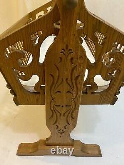 Rare Antique Victorian Swingin Rockin Baby Cradle Bassinet Hand carved Tiger Oak