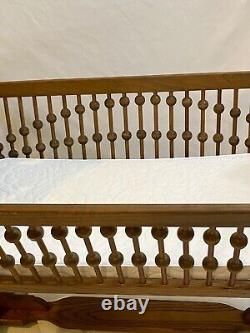 Rare Antique Victorian Swingin Rockin Baby Cradle Bassinet Hand carved Tiger Oak