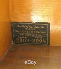Rare! Antq Globe Wernicke Double Wide Quarter Sawn Tiger Oak Barrister Bookcase