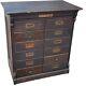 Rare Wabash Tiger Oak Indian 12 Drawer Country Store Cabinet Primitive Antique