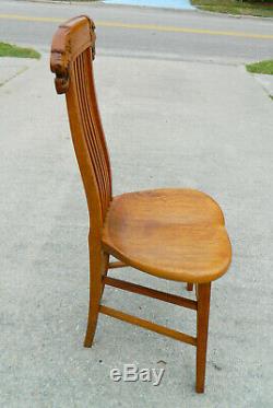 SWEET Solid Tiger Oak Side Chair circa 1900 withLion Heads