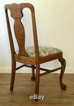 Set Of Four Antique Tiger Oak Claw Foot Chairs