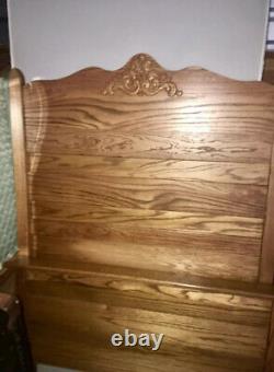 Set Of Twin Antique Beds/ Ornate Cravings Circa 1900's Oak Rails Included