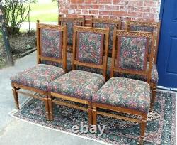 Set of 10 American Antique Tiger Oak R. J. Horner Upholstered Dining Room Chairs