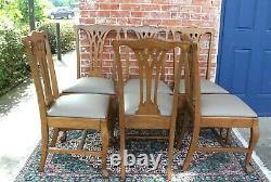 Set of 6 American Antique Tiger Oak Ball & Claw Upholstered Dining Chairs