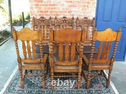 Set of 6 American Antique Tiger Oak R J Horner Upholstered Dining Chairs