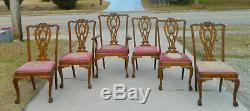 Set of 6 Chippendale Tiger Oak Dining Chairs1 Arm5 side circa 1890