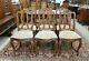 Set Of 6 French Antique Tiger Oak Upholstered Louis Xv Dining Chairs