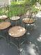 Set Of 6 Ice Cream Parlor Chairs Tiger Oak And Wrought Iron Antique Cafe Bistro