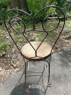 Set of 6 Ice Cream Parlor Chairs Tiger Oak and Wrought Iron Antique Cafe bistro