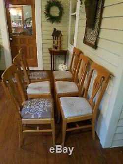 Set of 6 antique dining chairs quartersawn tiger oak
